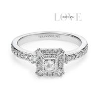 Engagement Ring Vera Wang Platinum Princess Halo Certificated 0.60ct Diamond Ring
