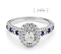Engagement Ring Vera Wang Platinum Sapphire Double Halo Certificated 0.80ct Diamond Ring