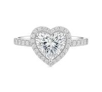 Engagement Ring Vintage, Woman Ring Heart with Moissanite 9K White Gold Size L 1/2 Boho Jewelry for Women