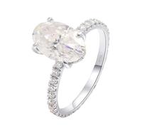 Engagement Ring White Gold, Pre Engagement Ring 14K 4 Claws with 2.5 Oval Moissanite Size W 1/2