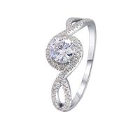 Engagement Ring White Gold, Promise Ring Dainty 18K 4 Prong Round 6.5x6.5mm with 1ct Moissanite Size R 1/2