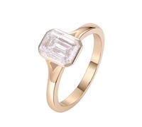 Engagement Ring with Band 14K Gold Filled Ring Moissanite Simple Solitaire Size M 1/2 Modern for Wife Anniversary Jewelry