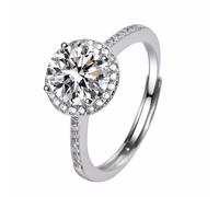 Engagement Rings, 1 Moissanite Ring for Women, D Color VVS1 Lab Created Diamond S925 Sterling Silver Ring Wedding Solitaire Rings Gift Anniversary Birthday Valentine's Day(Dana Adjustable Size)