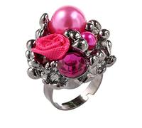 Engagement Rings Fashion Temperament Rose Flower Pearl Open Adjustable Ring Ladies Ring (One Size)