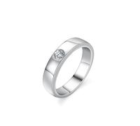 Engagement Rings for Women 18K White Gold, Promise Ring Simple Solitaire Round with 0.3ct Moissanite Au750 Silver Band Size T 1/2