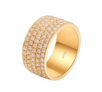 Engagement Rings for Women Gold, Cute Ring Wide Ring 14K Yellow Gold with Round Shape Diamond Size U 1/2