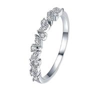 Engagement Rings for Women Moissanite, Wedding Bands Jewelry 14K White Gold Marquise Shape Dainty Leaf Comfort Fit Size L 1/2