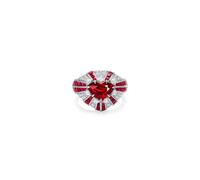 Engagement Rings for Women, The Wedding Band Silver Heart with 2.04Ct Created Ruby and Moissanite 18K White Gold Size V 1/2