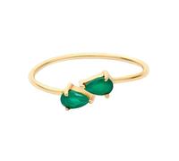 Engagement Rings for Women Vintage, Eternity Ring 9K Yellow Gold Lab Created Emerald 3X5mm Pear Shape Adjustable Band Trendy Jewelry for Wife Size T 1/2
