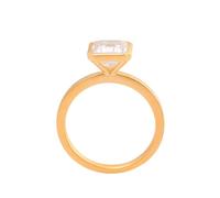 Engagement Rings for Women Yellow Gold, Simple Promise Rings 750 Yellow Gold with Square Moissanite 2ct Band for Wife Fiancée Size L 1/2