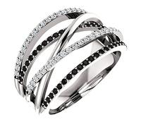 Engagement Rings Silver Silk Rope Knot Couple Tail Ring Jewelry (Black, 7)