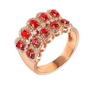 Engagement Rings with Wedding Band Lab Created Ruby Rings for Women Sterling Silver 18K Yellow Gold Oval Shape with 1.05CT Red Ruby and Diamond Size x 1/2 Solid Not Plated Upgrade 3.0 For