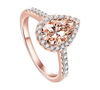 Engagement Round Cut Zircons Women Wedding Rings Jewelry Rings For Woman Full Ladies Ring Immersion Rings (Rose Gold, 9)