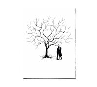 Engagement Wedding Fingerprint Tree | Guest Signature Book Lover Anniversary Decor(Color014,30x40cm 1set inkpad)