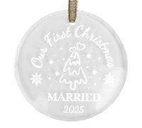 Engagement & Wedding Gifts 2025 for Couples, Our 1st Christmas Married Hanging Ornament Glass Christmas Ornament Decor for Newlyweds First Xmas Together as Married Couple