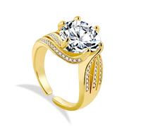 Engagement Wedding Gold Rings for women 14K Goldplated Shiny Bling Zirconia Twist Rings, Adjustable Gold Open Ring with Zirconia Cubic CZ Diamond Engagement Rings Women Lady Anniversary Jewelry Gifts