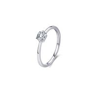 Engagement Wedding Rings for Her Solid 9 Karat White Gold Promise Ring Solitaire with 0.4ct Lab Grown Diamond Real Gold Women Anniversary Bands Size Q 1/2