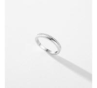 Engagement Wedding Rings for Women, S925 Sterling Silver 2MM Wide Promise Ring Engravable with Cubic Zirconia Simple for Her Size P 1/2