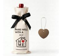 Engagement Wine Bag, Pairs Well with Getting Engaged, Wedding Gift for Couples Party Decoration with Heart Tag (New Home Style)