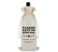 Engagement Wine Gift Bags Engagement Gift for Couples Friends Her Him Cotton Linen Drawstring Bottle Bag for Engaged Couple Engagement Party Decorations