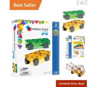 Magna-Tiles Cars 2 Piece Expansion Set -For Ages 3+, 3D magnetic building tiles (Packaging may vary)