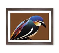Engaging Abstract Bird H1022 Framed Print for Living Room Bedroom Home Office Décor, Wall Art Picture Ready to Hang, Walnut A3 Frame (46 x 34 cm)