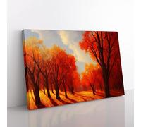 Engaging Autumn Forest Canvas Wall Art Print Ready to Hang, Framed Picture for Living Room Bedroom Home Office Décor, 60x40 cm (24x16 Inch)