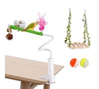 Engaging Bird Play Stand Perch Swing Toy with Strong Base and Soft Chew Resistant Rope for Indoor Parrots Engagement Pet Bird Perch Toy