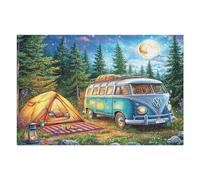 Engaging Camper Van Tent Forest Night Camping Leisure Life 1000 Piece Adult Jigsaw Puzzle Fun Stimulating Creative Perfect Pastime for Home Leisure 1000 PCS（75x50cm）