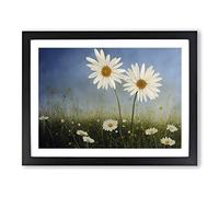 Engaging Daisy Flowers Framed Print | A4 Black Framed Wall Art | Ready to Hang | Modern Floral Picture | Living Room Bedroom Lounge Office