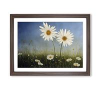 Engaging Daisy Flowers H1022 Framed Print for Living Room Bedroom Home Office Décor, Wall Art Picture Ready to Hang, Walnut A3 Frame (46 x 34 cm)