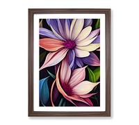 Engaging Flowers Framed Print for Living Room Bedroom Home Office Décor, Wall Art Picture Ready to Hang, Walnut A4 Frame (34 x 25 cm)