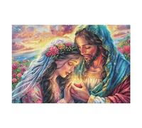 Engaging Fun with Jesus Wedding Blessing Religious Faith Spiritual 1000 Piece Adult Puzzle Stimulating And Relaxing Ideal for Family Or Friends 1000 PCS（75x50cm）