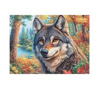Engaging Fun with Wolf Flower Forest Wildlife Wild Nature Rural 500 Piece Adult Puzzle Stimulating And Relaxing Ideal for Family Or Friends 500 PCS（52×38cm）