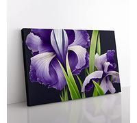 Engaging Iris Flowers Canvas Wall Art Print Ready to Hang, Framed Picture for Living Room Bedroom Home Office Décor, 60x40 cm (24x16 Inch)