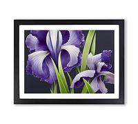 Engaging Iris Flowers Framed Print | A3 Black Framed Wall Art | Ready to Hang | Modern Floral Picture | Living Room Bedroom Lounge Office