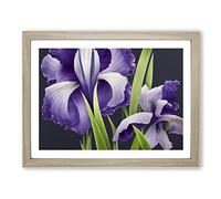Engaging Iris Flowers H1022 Framed Print for Living Room Bedroom Home Office Décor, Wall Art Picture Ready to Hang, Oak A2 Frame (64 x 46 cm)