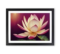 Engaging Lotus Flower Framed Print | A3 Black Framed Wall Art | Ready to Hang | Modern Floral Picture | Living Room Bedroom Lounge Office