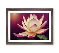 Engaging Lotus Flower H1022 Framed Print for Living Room Bedroom Home Office Décor, Wall Art Picture Ready to Hang, Walnut A3 Frame (46 x 34 cm)
