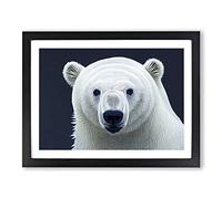 Engaging Polar Bear Framed Print | A3 Black Framed Wall Art | Ready to Hang | Modern Animal Picture | Living Room Bedroom Lounge Office