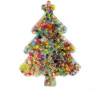 Engaging Silicone Fidget Picking Pad with Assorted Beads and Rings for Stress Relief and Focus Training, Convenient Size for Carrying Anywhere (The Christmas Tree)