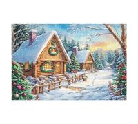 Engaging Snow Cabin Pine Tree Forest Wild Nature Rural Beautiful 1000 Piece Adult Jigsaw Puzzle Fun Stimulating Creative Perfect Pastime for Home Leisure 1000 PCS（75x50cm）