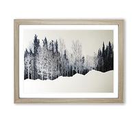 Engaging Winter Forest H1022 Framed Print for Living Room Bedroom Home Office Décor, Wall Art Picture Ready to Hang, Oak A2 Frame (64 x 46 cm)