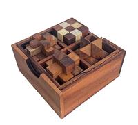 Engaging Wooden Puzzle Box Set: Tavor, Shooting star, Notched stick, and Snake cube. Intricate Brain Teasers for Adults & Teens - Master IQ Puzzles, Mind Games & Adult Puzzles with Storage Box