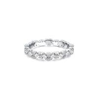 Engagment Ring, Promise Ring to Myself Elegant Wave Row Design with Rectangular Round Moissanite White Gold Platinum Size P 1/2