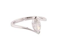 Engagment Rings, Promise Ring to Self Simple with Solitaire Marquise Moissanite 14K White Gold Size M 1/2
