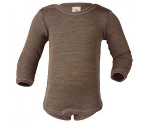 Engel - Baby Bodysuit Long Sleeve with Press Studs on Shoulder - Merino base layer size 74/80, brown