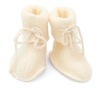 Engel - Baby Booties with Ribbon - Slippers size 50/56, sand/white