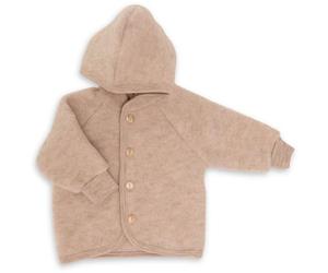 Engel Baby Clothes Jacket with Hood Wool Fleece, Sand melange, 86/92 cm