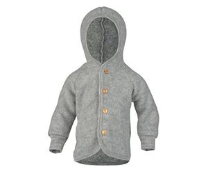 Engel Baby Jacket with Hood Wool Fleece (Grey Melange, 110-116)